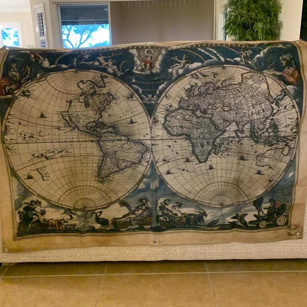Old World Map Cloth Tapestry Wall Hanging Artwork Large Detailed Decorative